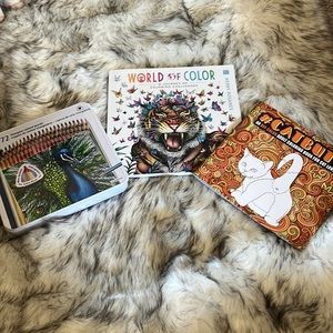 Sold! NWT Adult coloring books and nice colored pencil set bundle